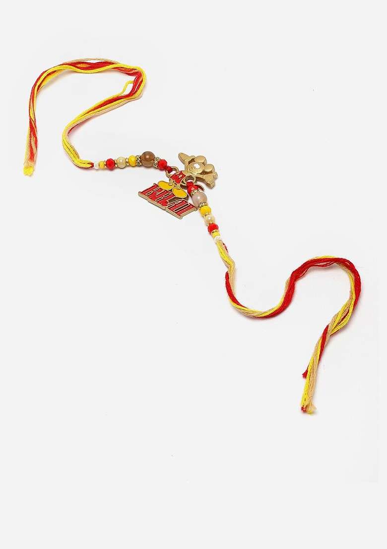 Kids Mickey Mouse Rakhi With Roli Chawal And Raksha Bandhan Gift Card - Indya