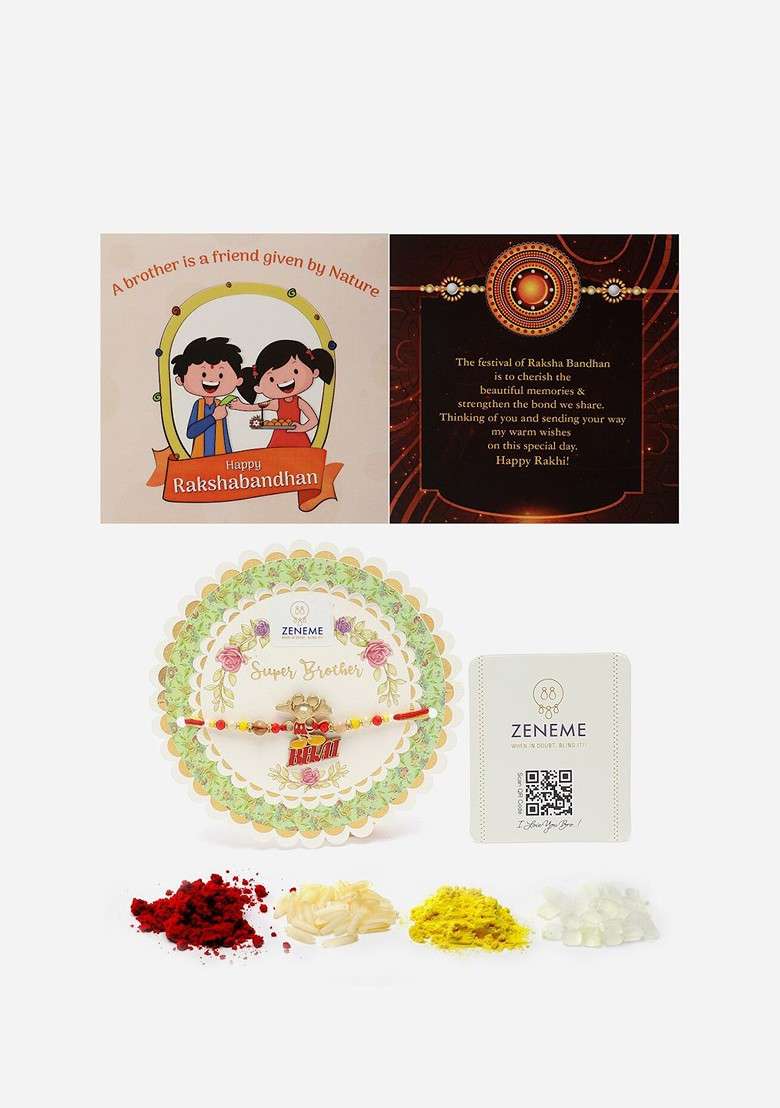 Kids Mickey Mouse Rakhi With Roli Chawal And Raksha Bandhan Gift Card - Indya