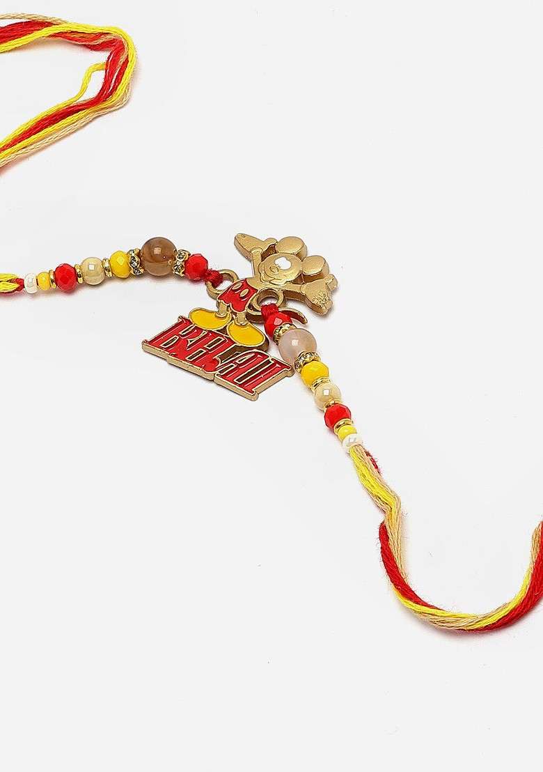 Kids Mickey Mouse Rakhi With Roli Chawal And Raksha Bandhan Gift Card - Indya