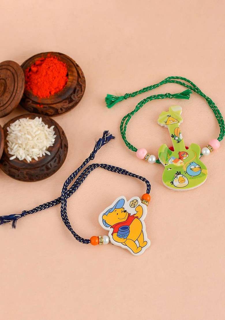 Kids Set Of 2 Cartoonthemed Beaded Rakhi - Indya