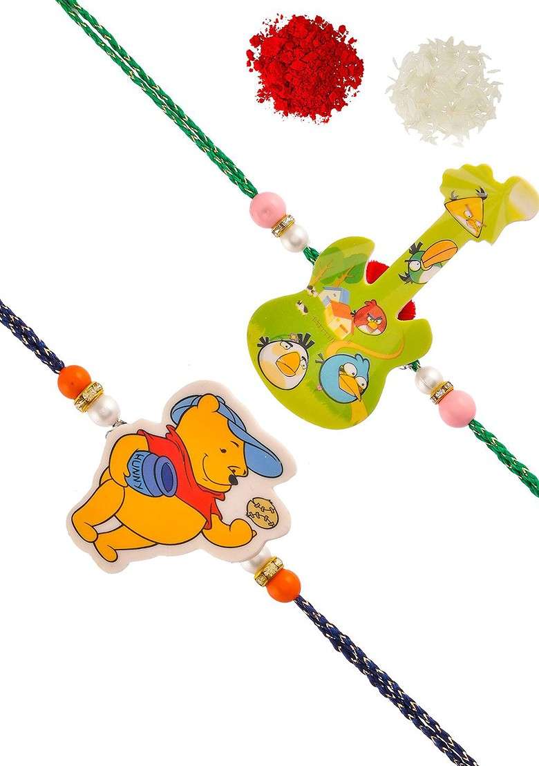 Kids Set Of 2 Cartoonthemed Beaded Rakhi - Indya
