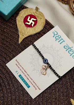 Kids Evil Eye And Rainbow Beaded Rakhi With Roli Chawal And Greeting Card