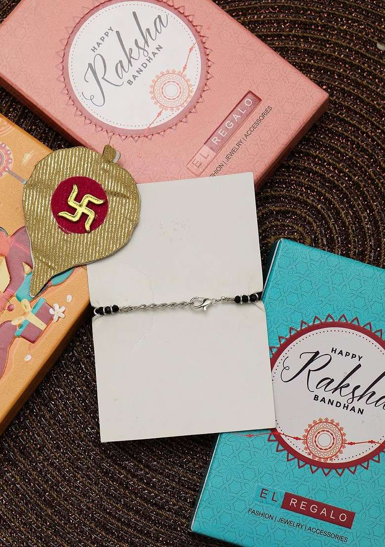 Kids Evil Eye And Rainbow Charm Rakhi With Roli Chawl And Greeting Card - Indya
