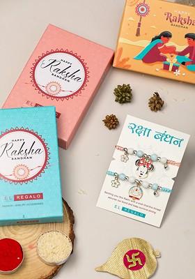 Kids Set Of 2 Mickey And Doraemon Design Rakhis With Roli Chawal And Greeting Card