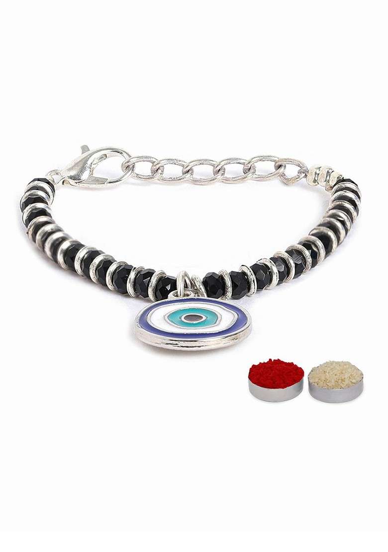 Kids Evil Eye Najariya Rakhi With Roli Chawl And Card Gift Set - Indya