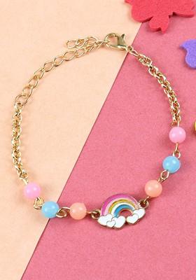 Rainbow Charm Bracelet Wraparound Rakhi With Roli Chawal