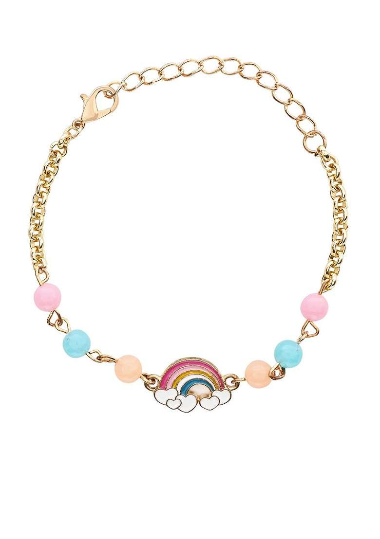 Rainbow Charm Bracelet Wraparound Rakhi With Roli Chawal - Indya