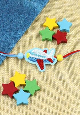 Aeroplane Kids Thread Bracelet Rakhi With Roli Chawal