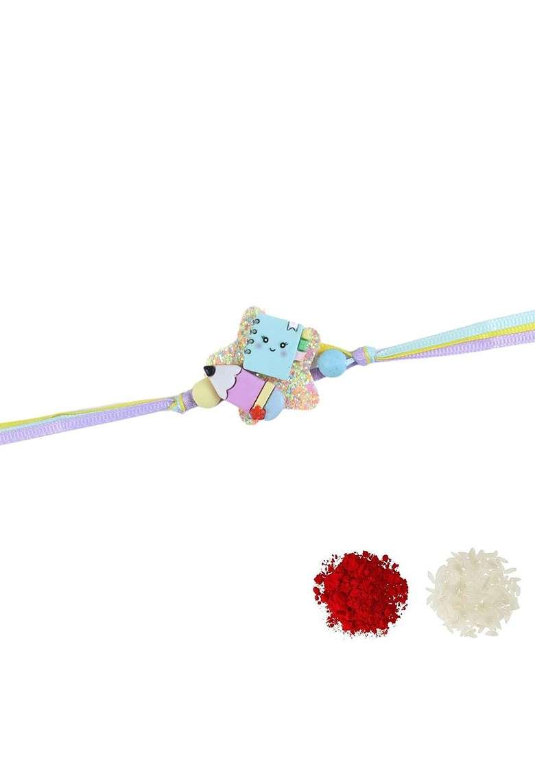 Blue Boys Thread Rakhi With Roli Chawal - Indya