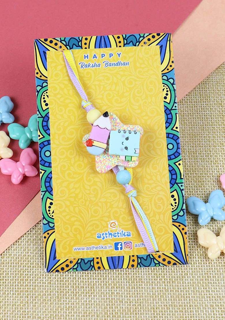 Blue Boys Thread Rakhi With Roli Chawal - Indya
