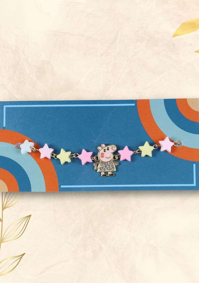 Pig Cartoon Bracelet Rakhi With Roli Chawal - Indya
