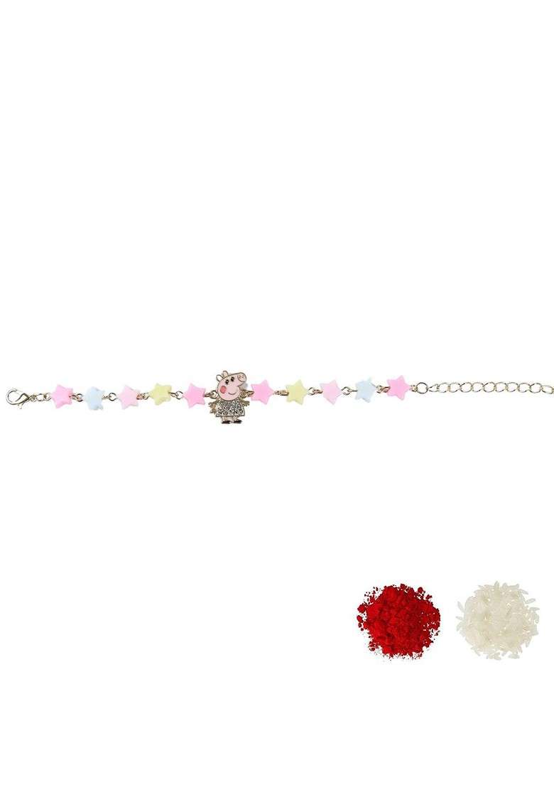 Pig Cartoon Bracelet Rakhi With Roli Chawal - Indya
