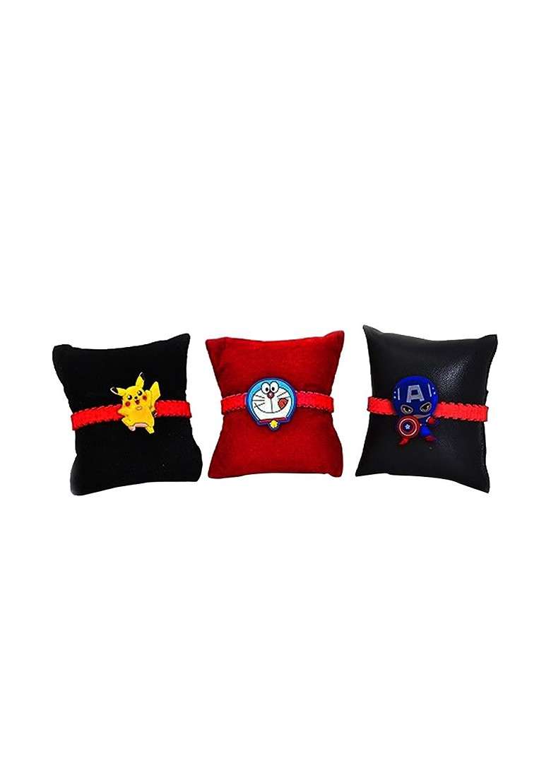 Set Of 3 Beaded Rakhis With Greeting Card - Indya