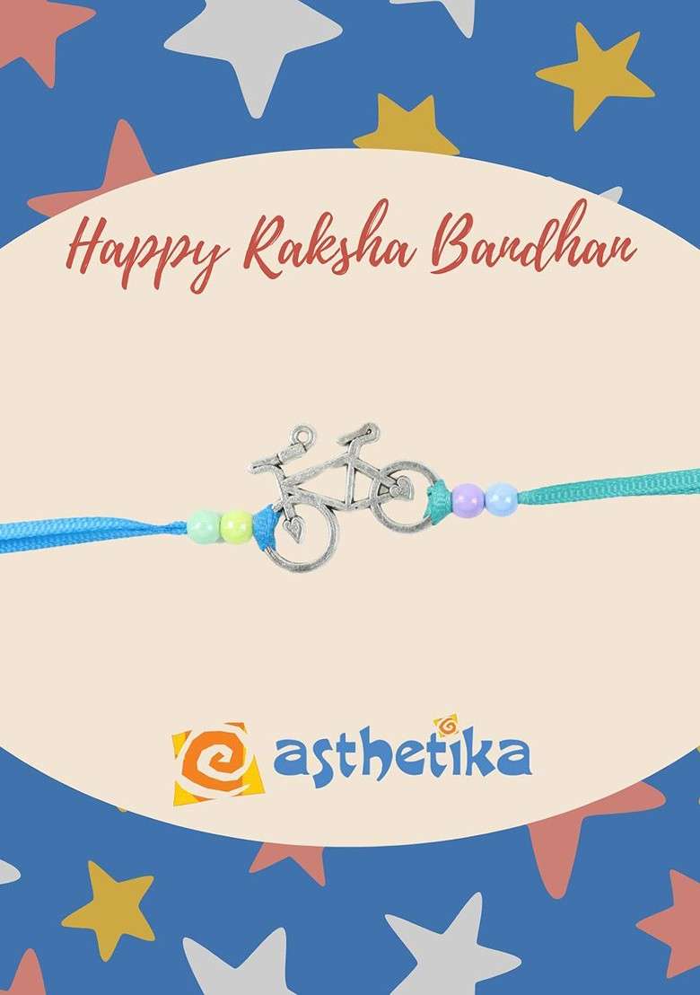 Cycle Kids Thread Bracelet Rakhi With Roli Chawal - Indya