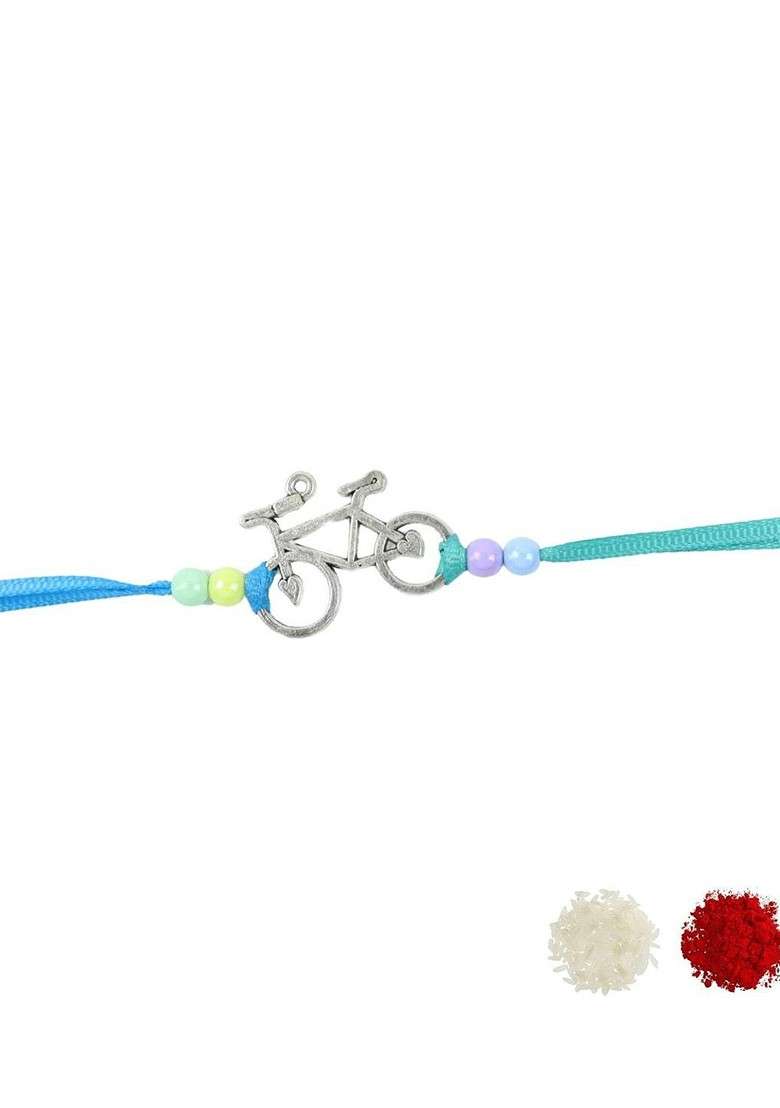 Cycle Kids Thread Bracelet Rakhi With Roli Chawal - Indya