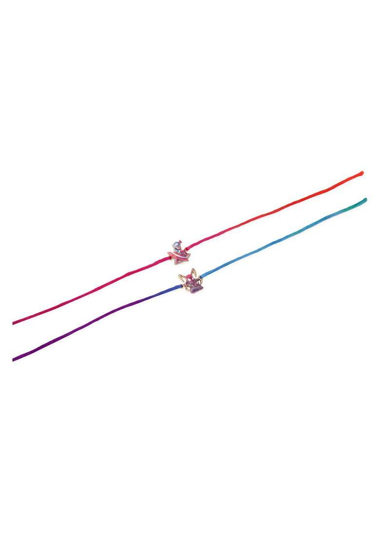 Purple Kids Set Of 2 Cartoon Character Purple And Red Thread Rakhi With Roli Chawal Chandan - Indya