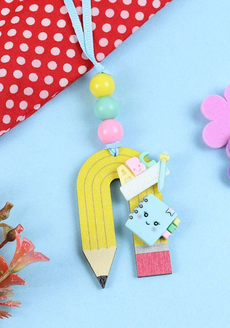 Yellow Pencil Lumba Thread Rakhi With Roli Chawal - Indya