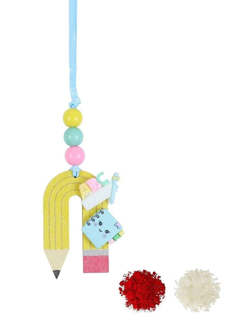 Yellow Pencil Lumba Thread Rakhi With Roli Chawal - Indya