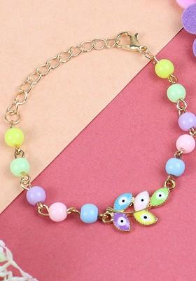 Evil Eye Beaded Bracelet Rakhi With Roli Chawal