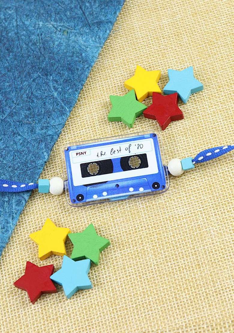 Music Cassette Best Of 90S Kids Thread Bracelet Rakhi With Roli Chawal - Indya