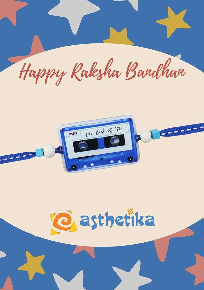 Music Cassette Best Of 90S Kids Thread Bracelet Rakhi With Roli Chawal - Indya