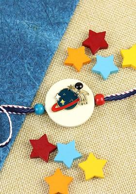 Astronaut Space Kids Thread Bracelet Rakhi With Roli Chawal