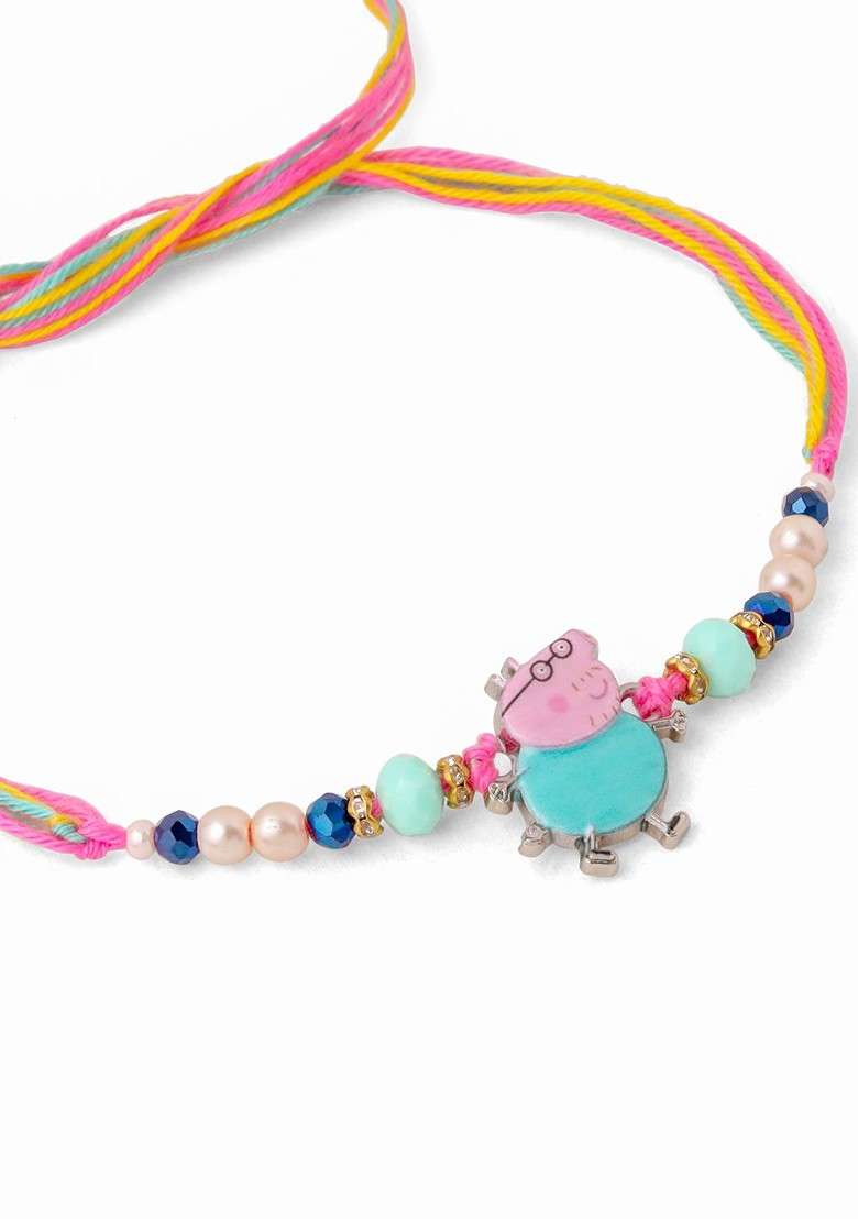 Kids Cartoon Character Artificial Beads Rakhi With Roli Chawal Chandan And Mishri - Indya