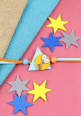 Blue Boys Badminton Sports Thread Rakhi With Roli Chawal