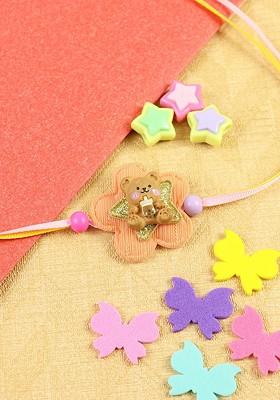 Teddy Kids Thread Bracelet Rakhi With Roli Chawal