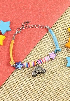 Car Stars Kids Wraparound Bracelet Rakhi With Roli Chawal