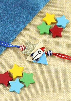 Rocket Kids Thread Bracelet Rakhi With Roli Chawal