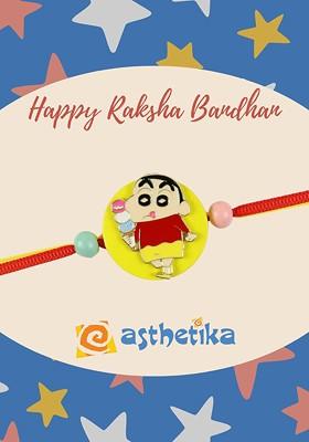 Shin Chan Kids Thread Bracelet Rakhi With Roli Chawal