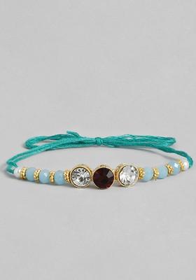 Blue And White Beads Studded Rakhi