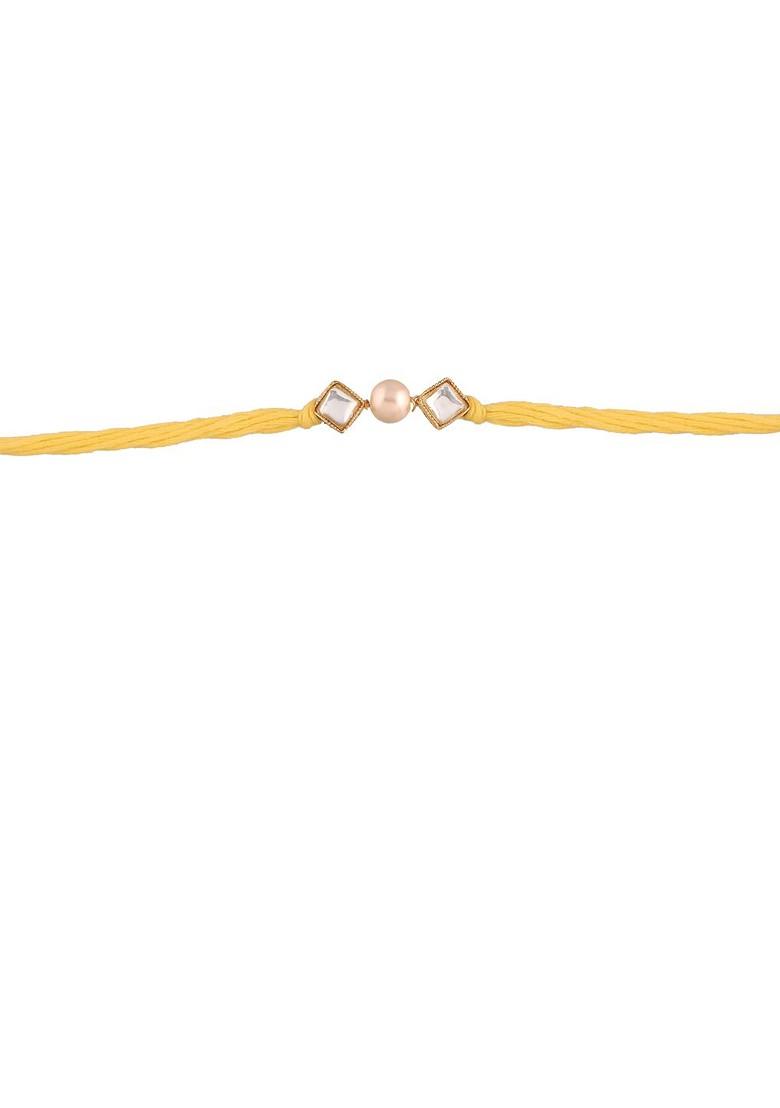 Men White Pearl Beaded Designer Rakhi - Indya