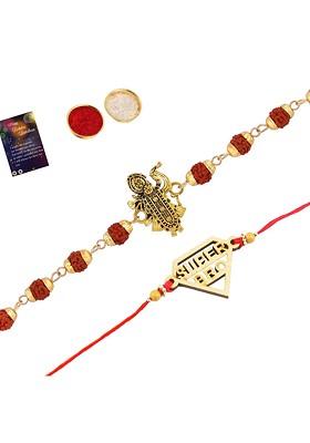 Set Of 2 Multicoloured Rakhi With Roli Chawal