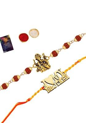 Multicolored Set Of 2 Rakhi Combo