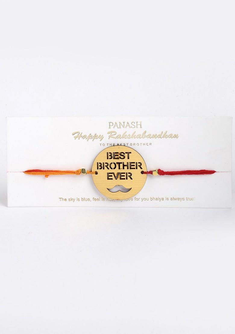 Men Gold Toned Best Brother Ever Handcrafted Rakhi With Mug Gift Set - Indya