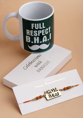 Red And Gold Toned Beaded Rakhi Gift Set