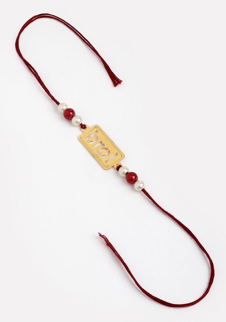 Men Gold Toned Bro Rakhi With Mug Gift Set - Indya