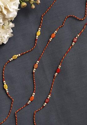 Set Of 3 Religious Om And Swastika Rakhi