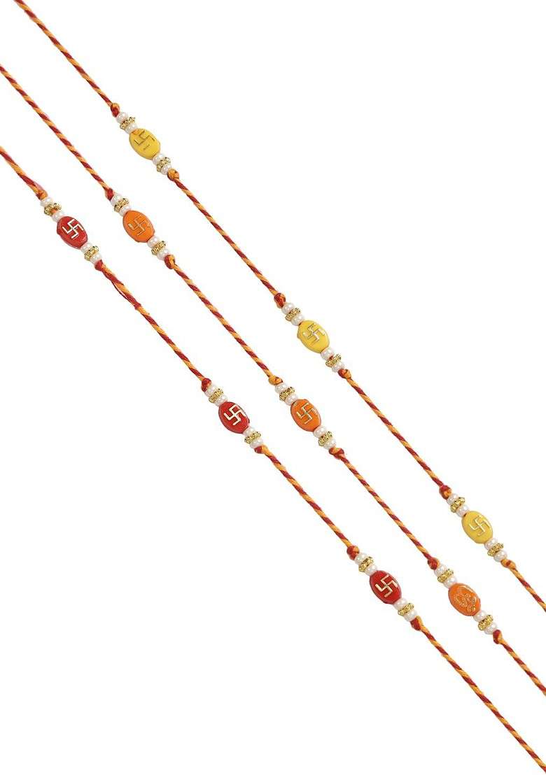Set Of 3 Religious Om And Swastika Rakhi - Indya