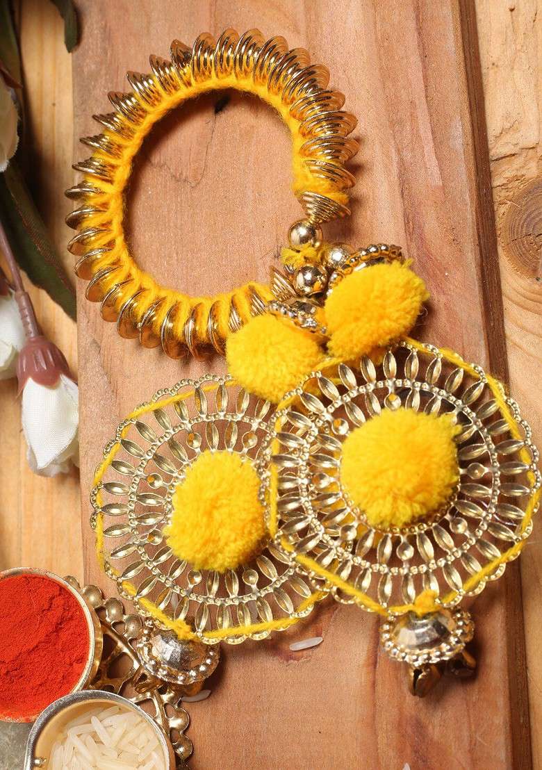 Yellow Bracelet Rakhi - Indya