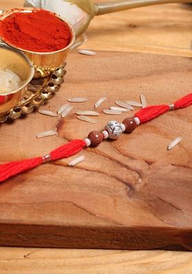 Red Shimmering Beads Rakhi