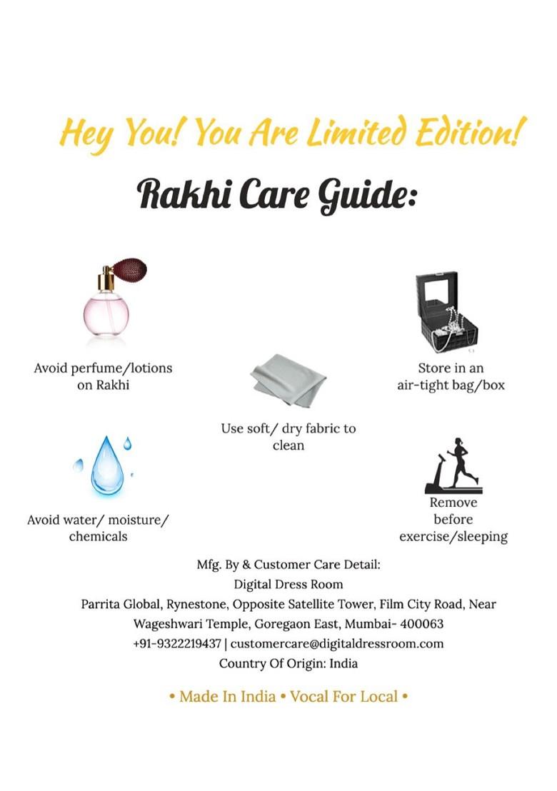 Men Orange And Blue Beaded Thread Rakhi - Indya