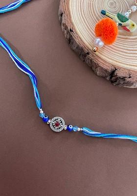 Men Blue And Red Beaded Rakhi