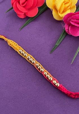Men Red And Yellow Gold Toned Beaded Rakhi