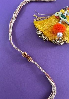 Multicolored Rudraksha Rakhi With Beads