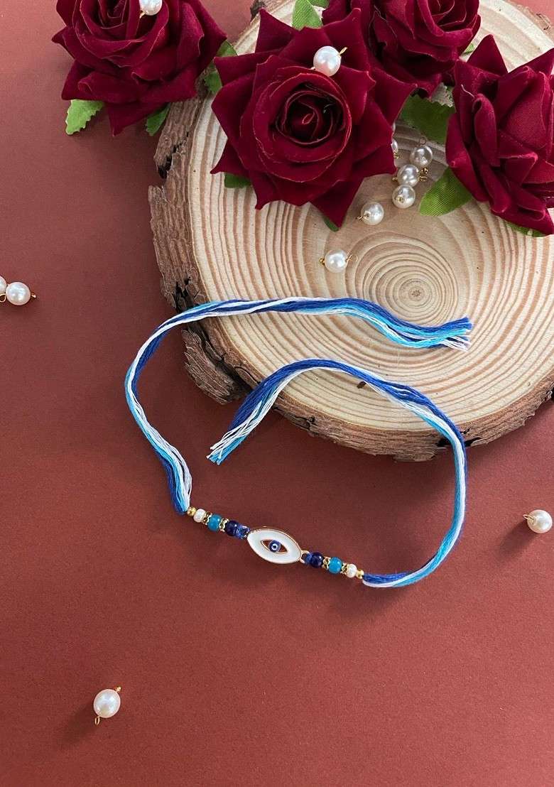 Men Blue Evil Eye Thread Rakhi - Indya