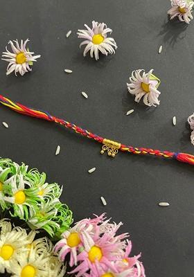 Men Red And Gold Toned Beaded Rakhi