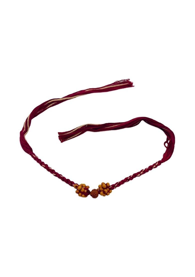 Men Red And Yellow Rudraksha Beaded Rakhi - Indya